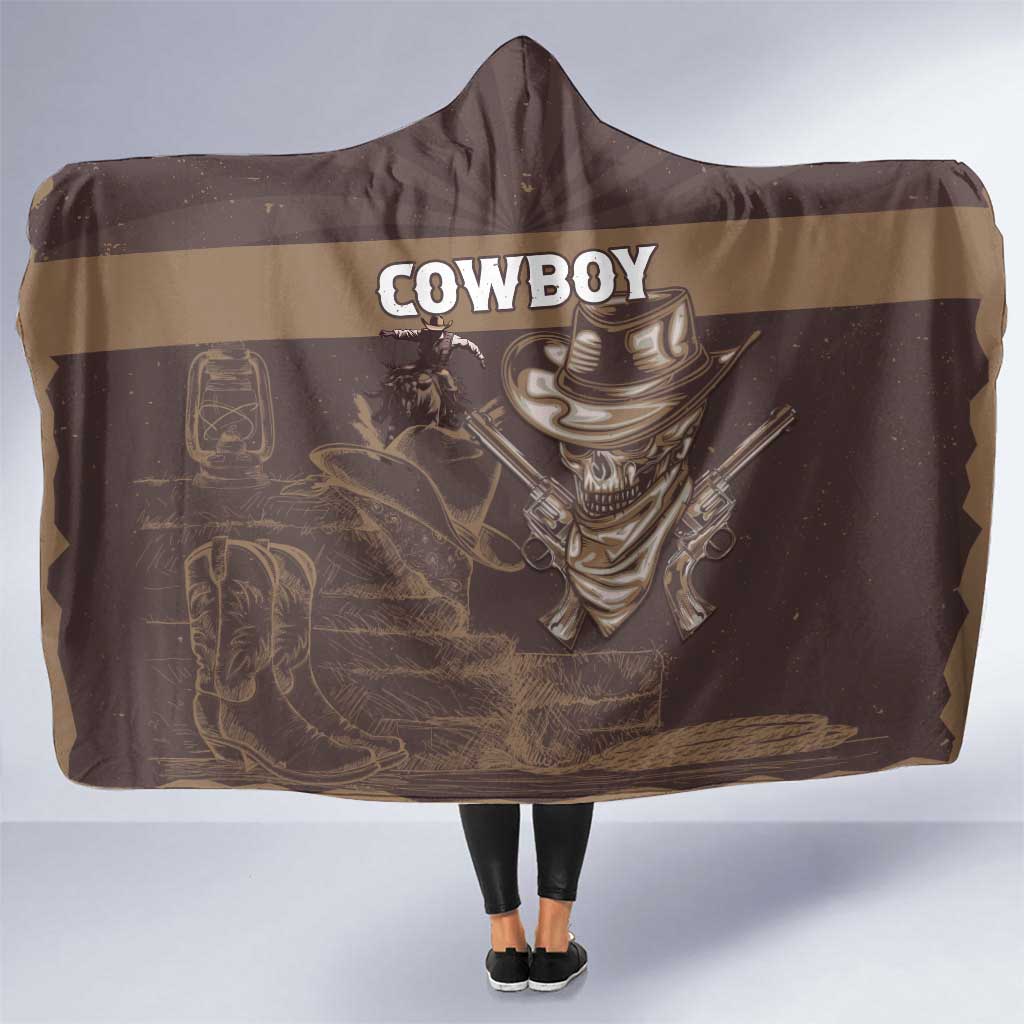Skull Cowboy Hooded Blanket Vintage Style