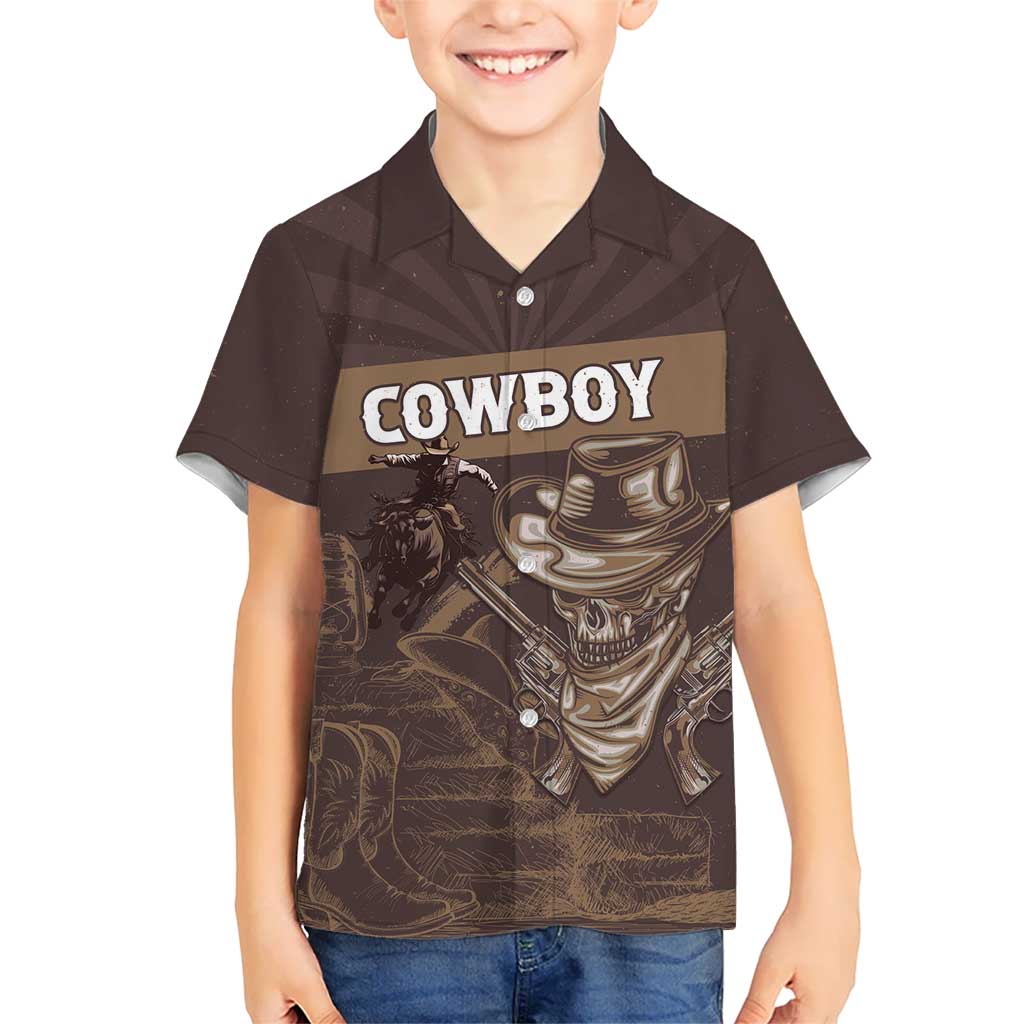 Personalised Skull Cowboy Kid Hawaiian Shirt Vintage Style