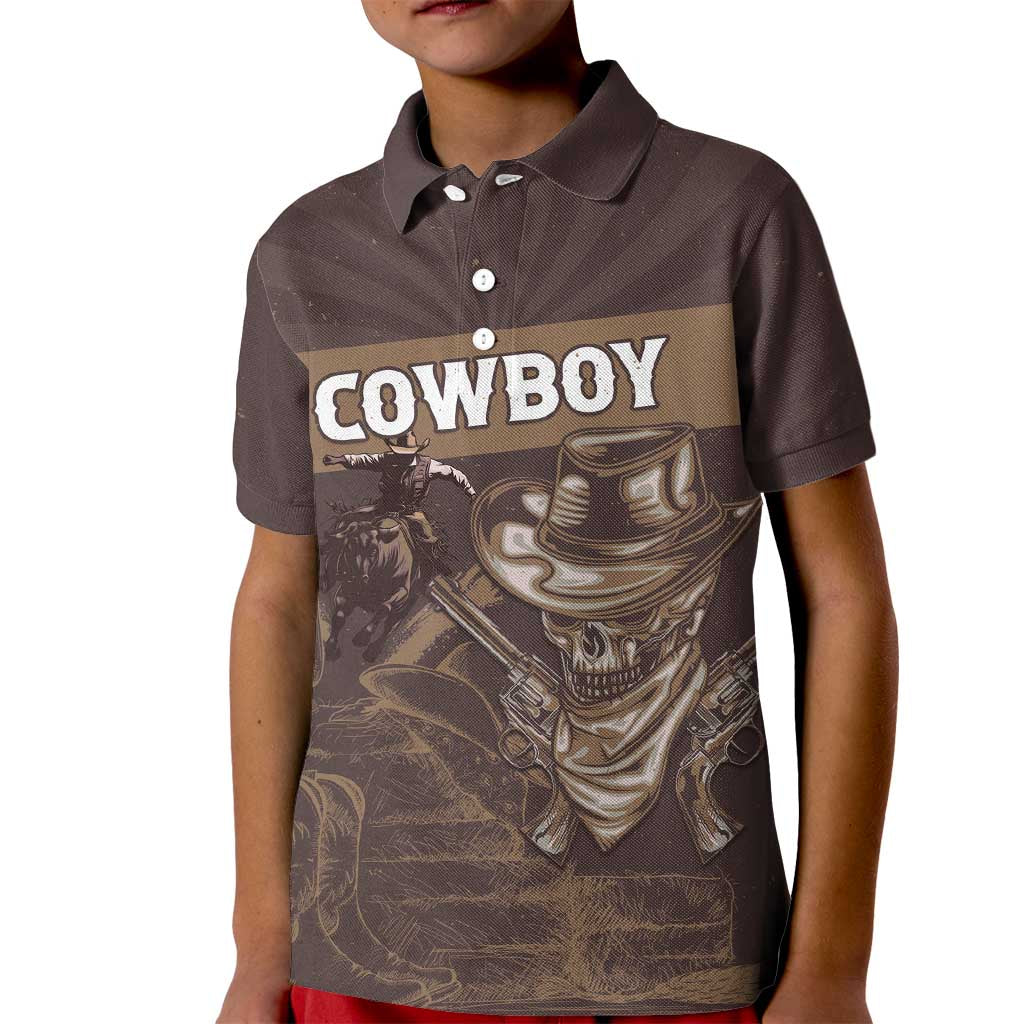 Personalised Skull Cowboy Kid Polo Shirt Vintage Style