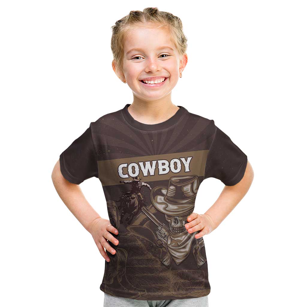 Personalised Skull Cowboy Kid T Shirt Vintage Style