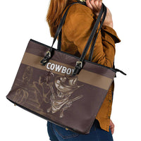 Skull Cowboy Leather Tote Bag Vintage Style