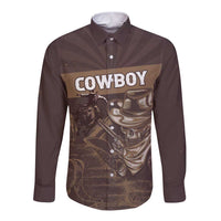 Personalised Skull Cowboy Long Sleeve Button Shirt Vintage Style