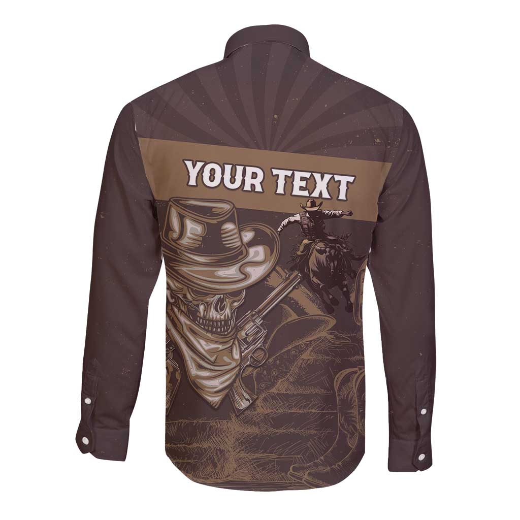 Personalised Skull Cowboy Long Sleeve Button Shirt Vintage Style