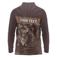 Personalised Skull Cowboy Long Sleeve Polo Shirt Vintage Style