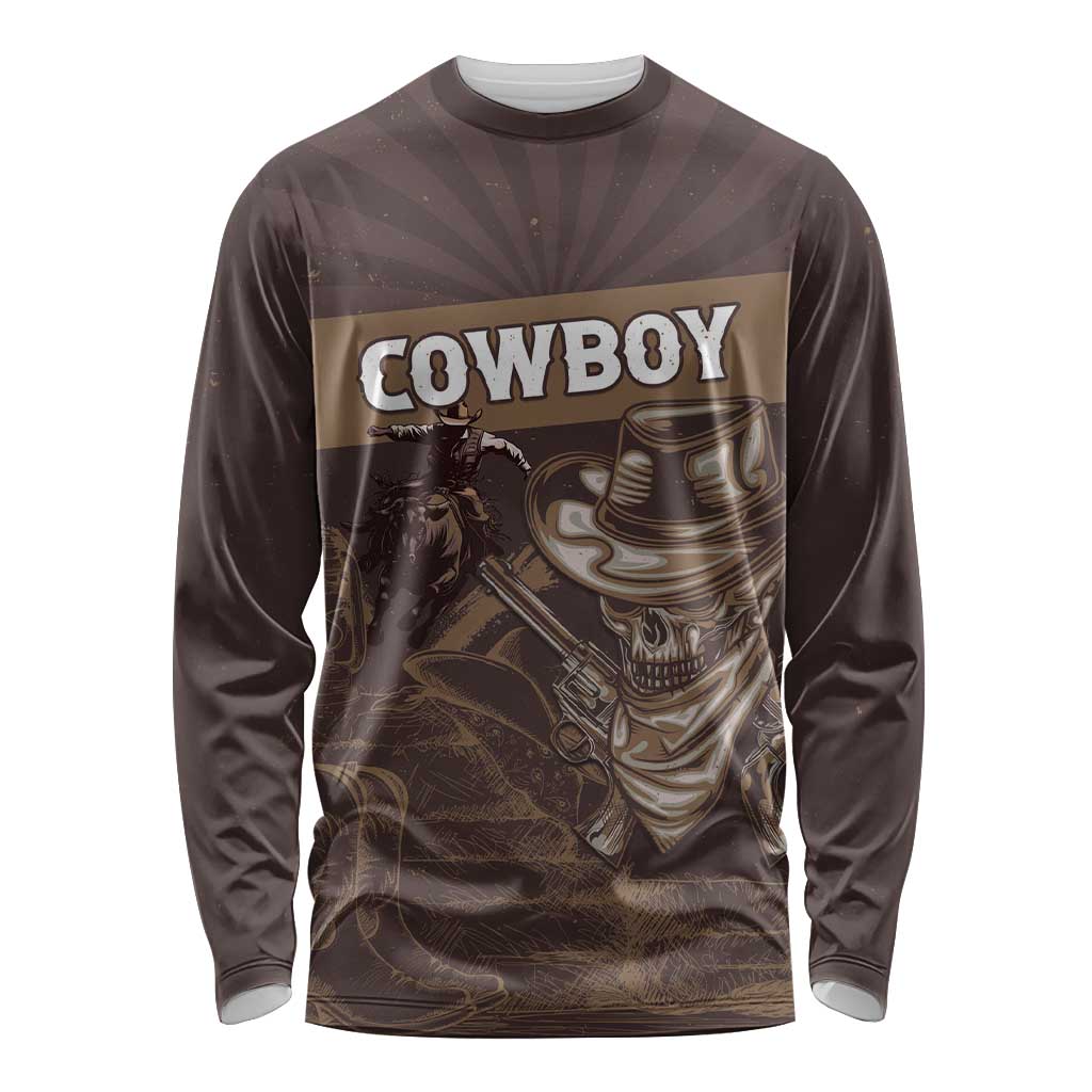 Personalised Skull Cowboy Long Sleeve Shirt Vintage Style