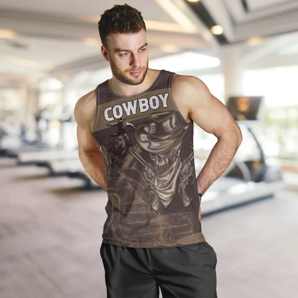 Personalised Skull Cowboy Men Tank Top Vintage Style