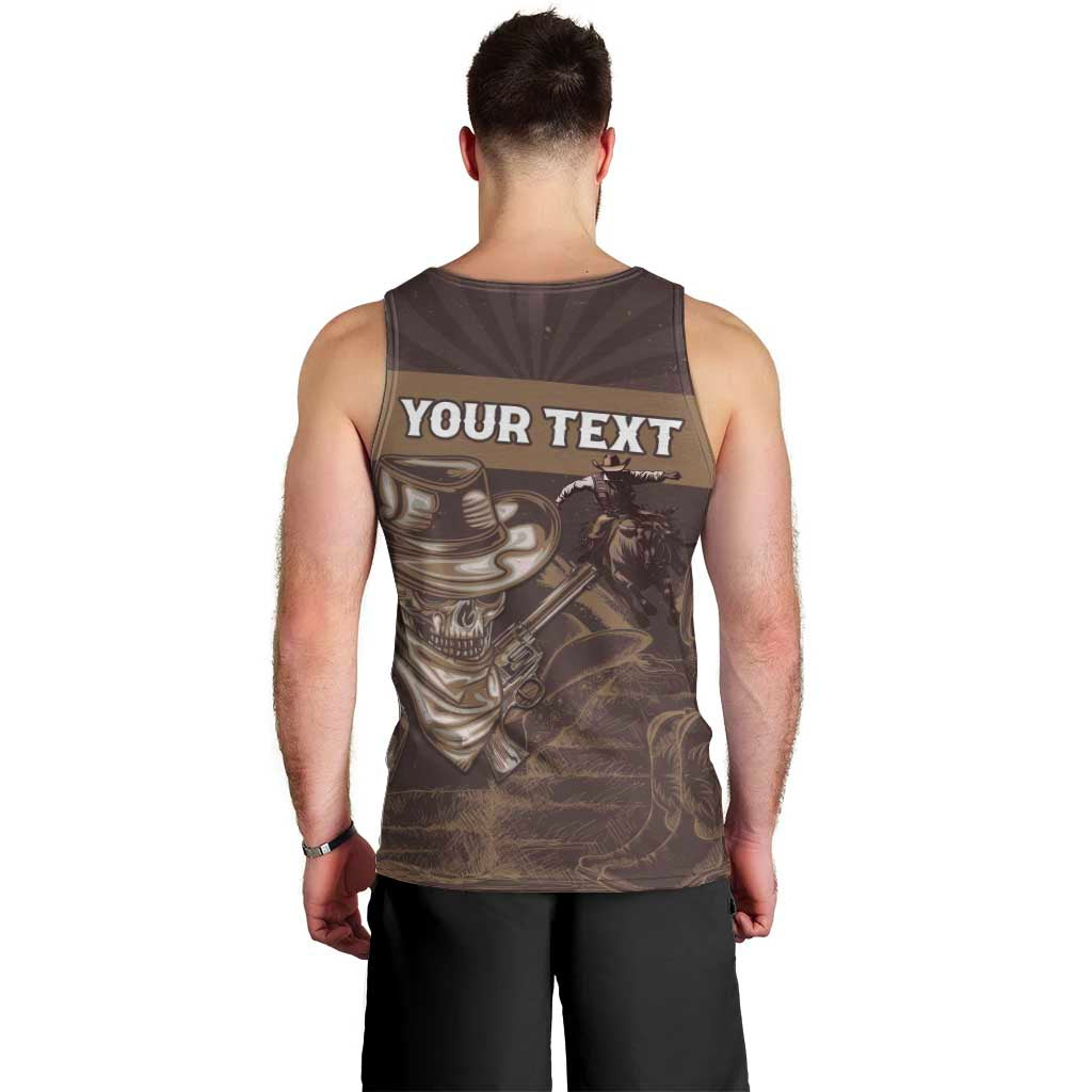 Personalised Skull Cowboy Men Tank Top Vintage Style