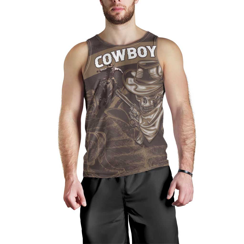 Personalised Skull Cowboy Men Tank Top Vintage Style