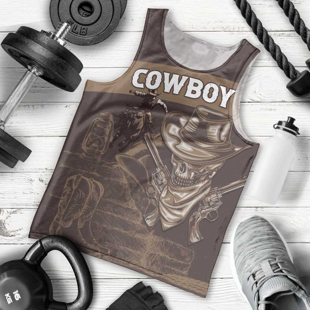 Personalised Skull Cowboy Men Tank Top Vintage Style