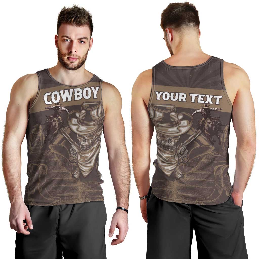 Personalised Skull Cowboy Men Tank Top Vintage Style