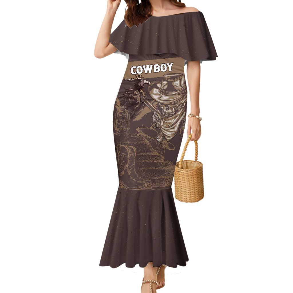 Personalised Skull Cowboy Mermaid Dress Vintage Style