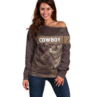 Personalised Skull Cowboy Off Shoulder Sweater Vintage Style