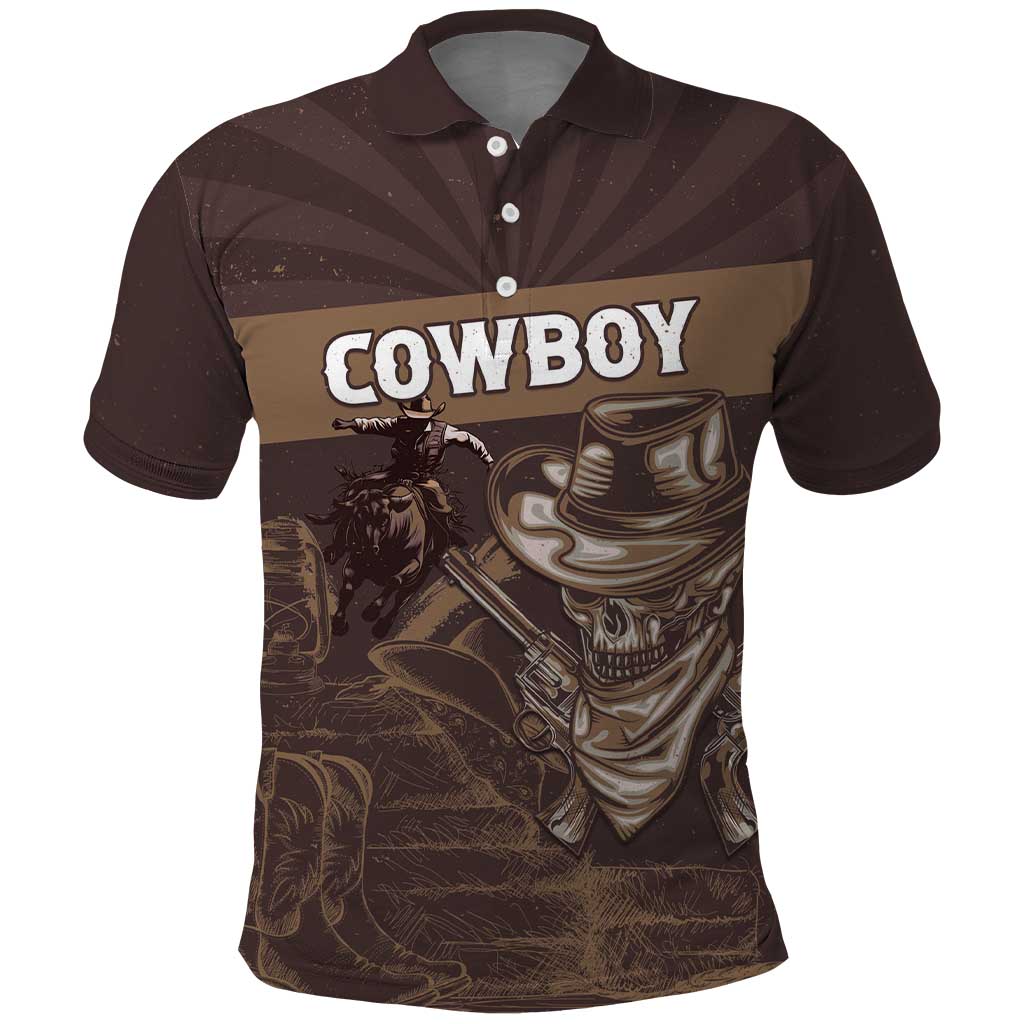 Personalised Skull Cowboy Polo Shirt Vintage Style