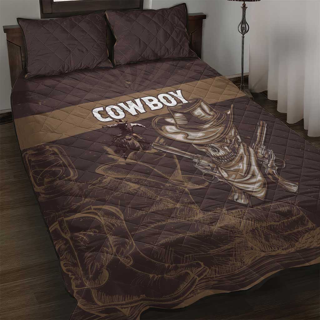 Skull Cowboy Quilt Bed Set Vintage Style