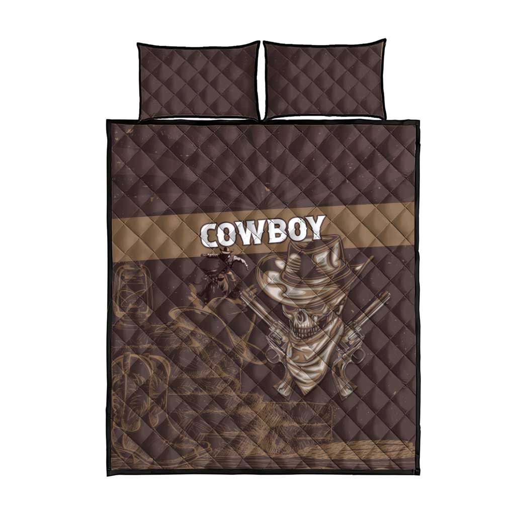 Skull Cowboy Quilt Bed Set Vintage Style