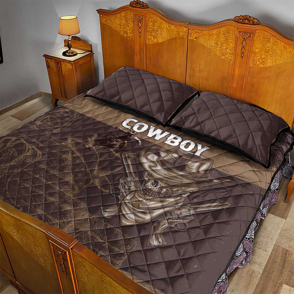 Skull Cowboy Quilt Bed Set Vintage Style