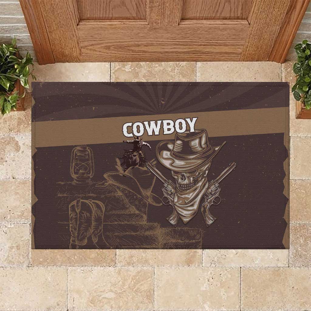 Skull Cowboy Rubber Doormat Vintage Style