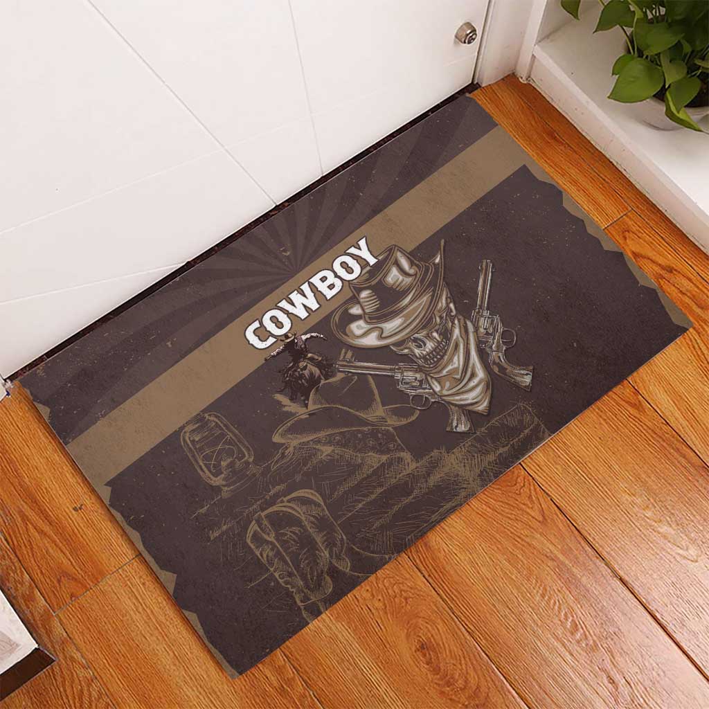 Skull Cowboy Rubber Doormat Vintage Style