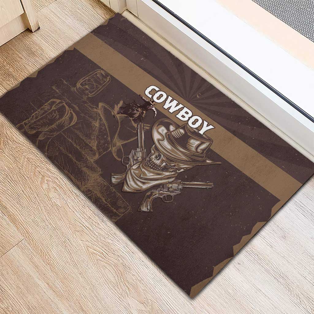 Skull Cowboy Rubber Doormat Vintage Style