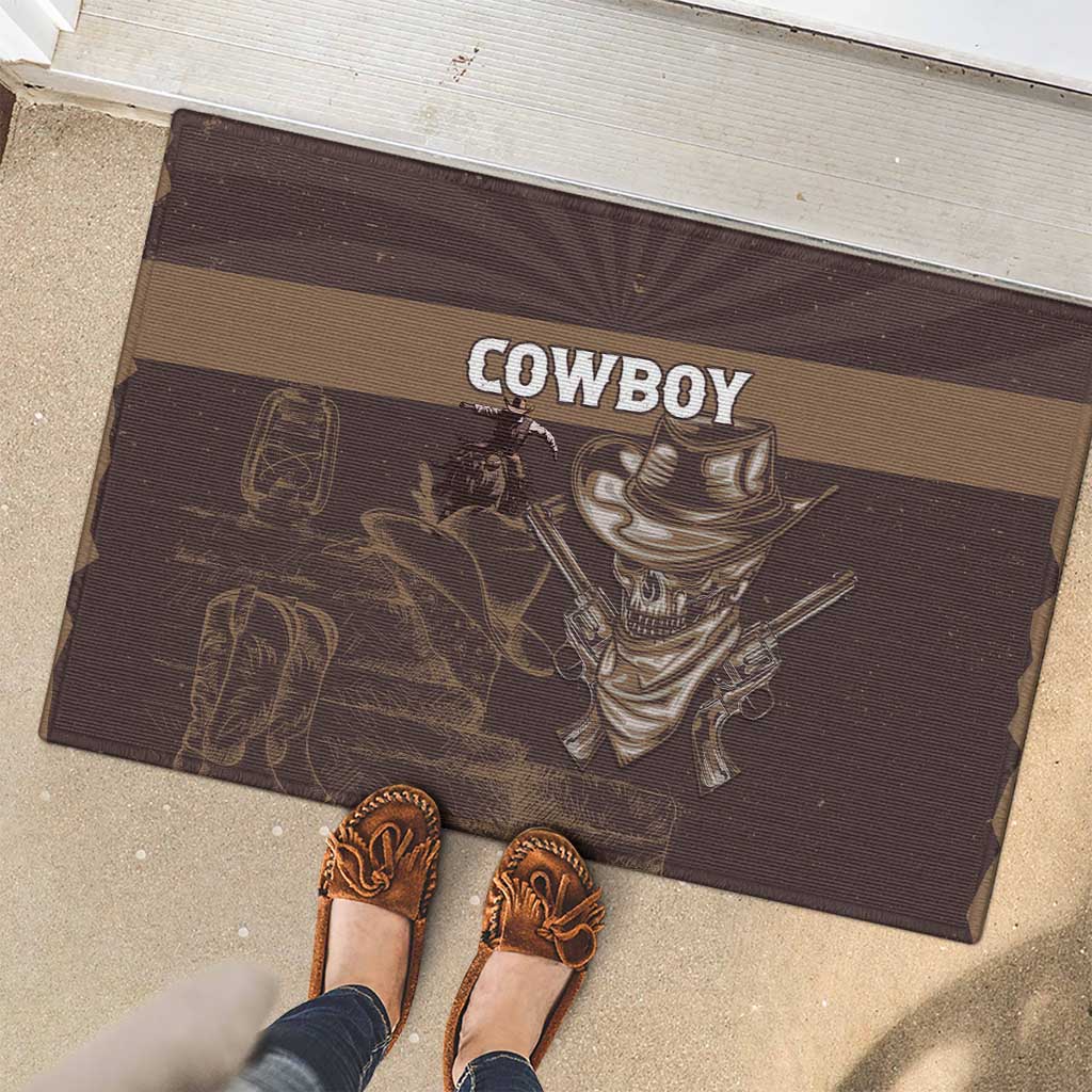 Skull Cowboy Rubber Doormat Vintage Style