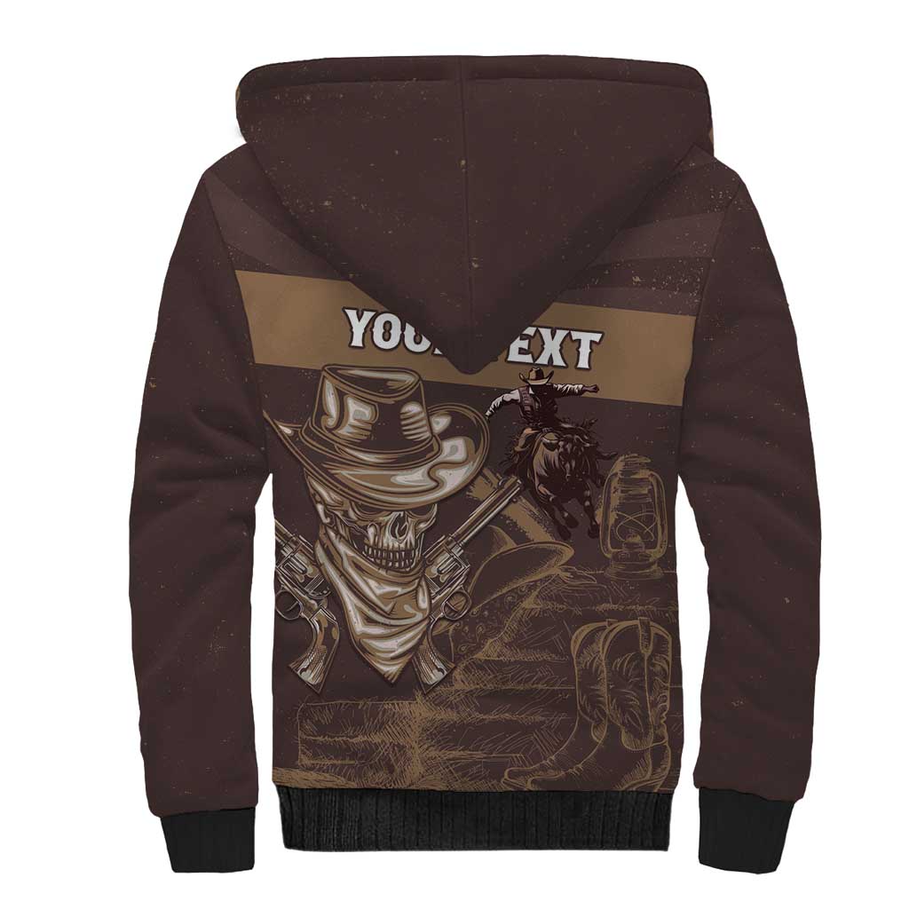 Personalised Skull Cowboy Sherpa Hoodie Vintage Style