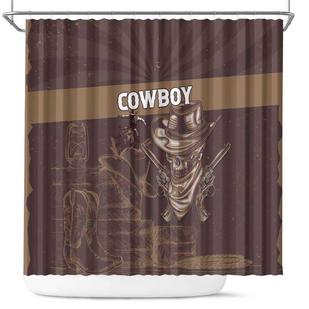 Skull Cowboy Shower Curtain Vintage Style