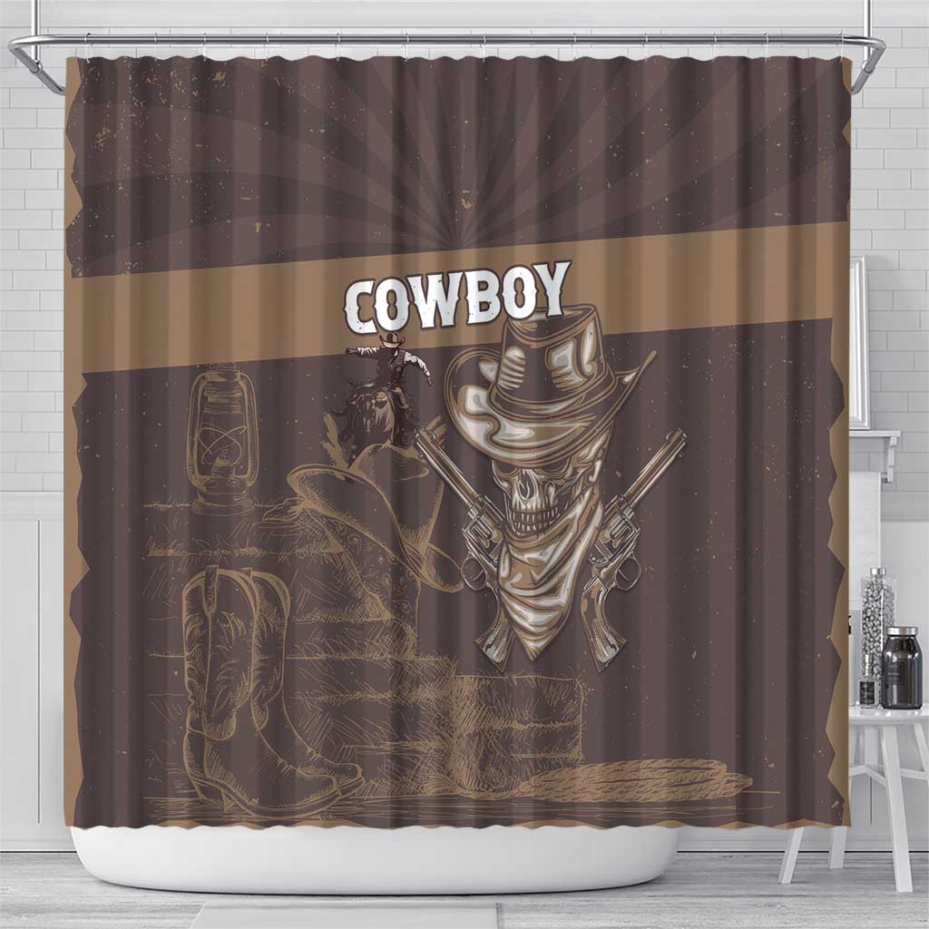 Skull Cowboy Shower Curtain Vintage Style