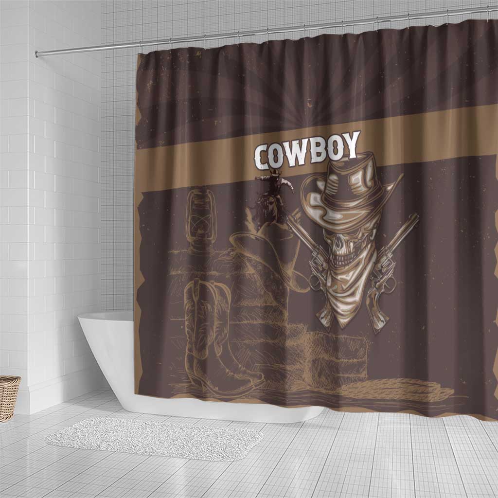 Skull Cowboy Shower Curtain Vintage Style