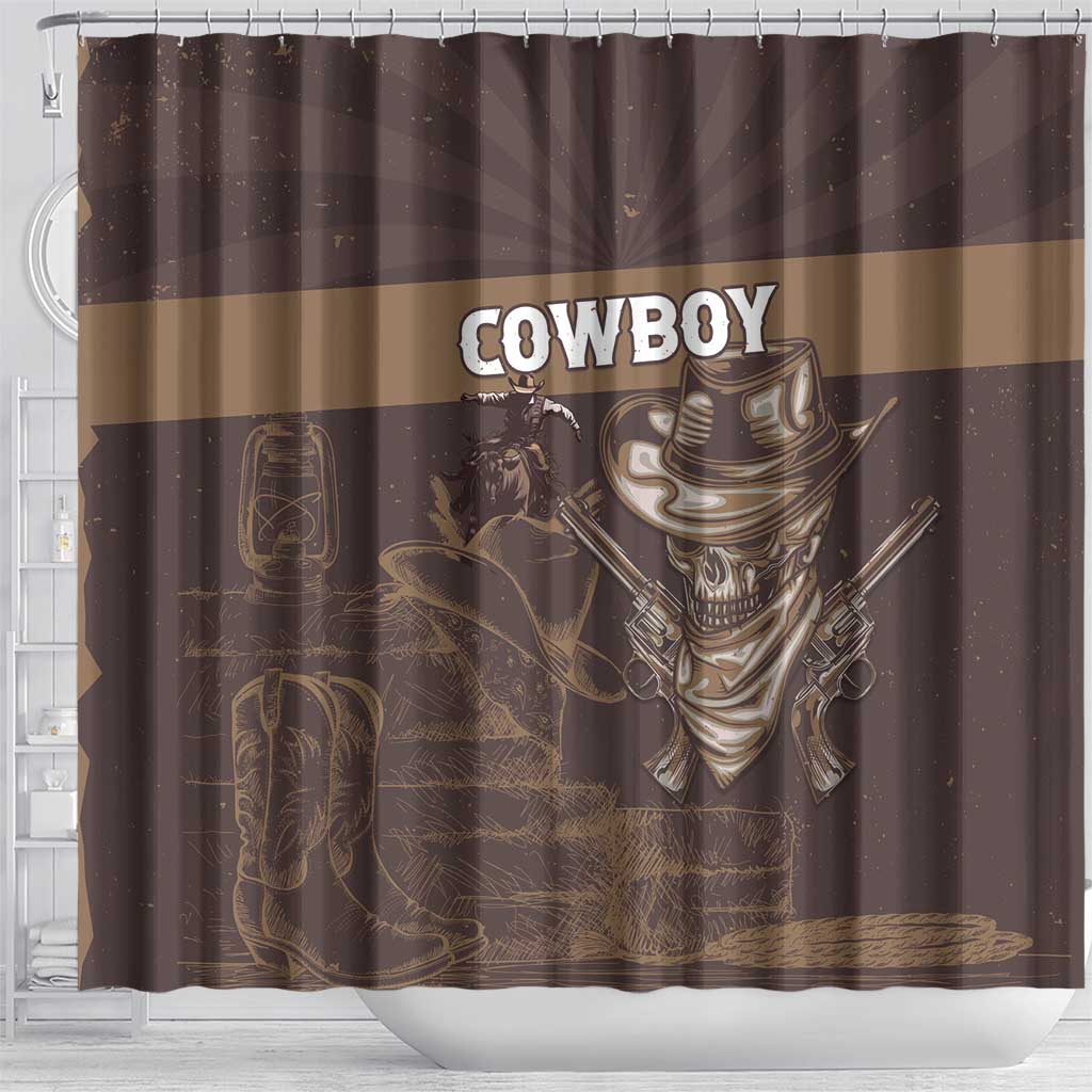 Skull Cowboy Shower Curtain Vintage Style