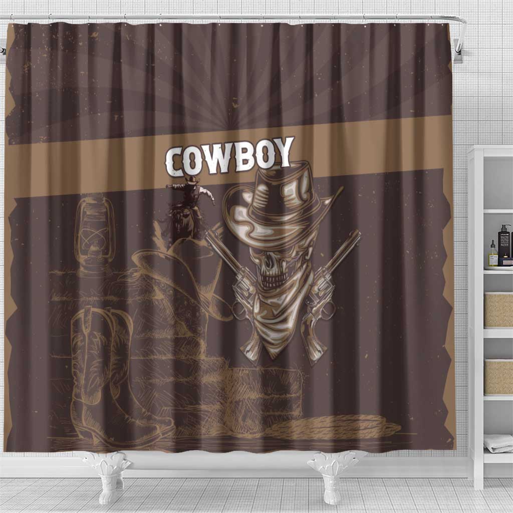 Skull Cowboy Shower Curtain Vintage Style