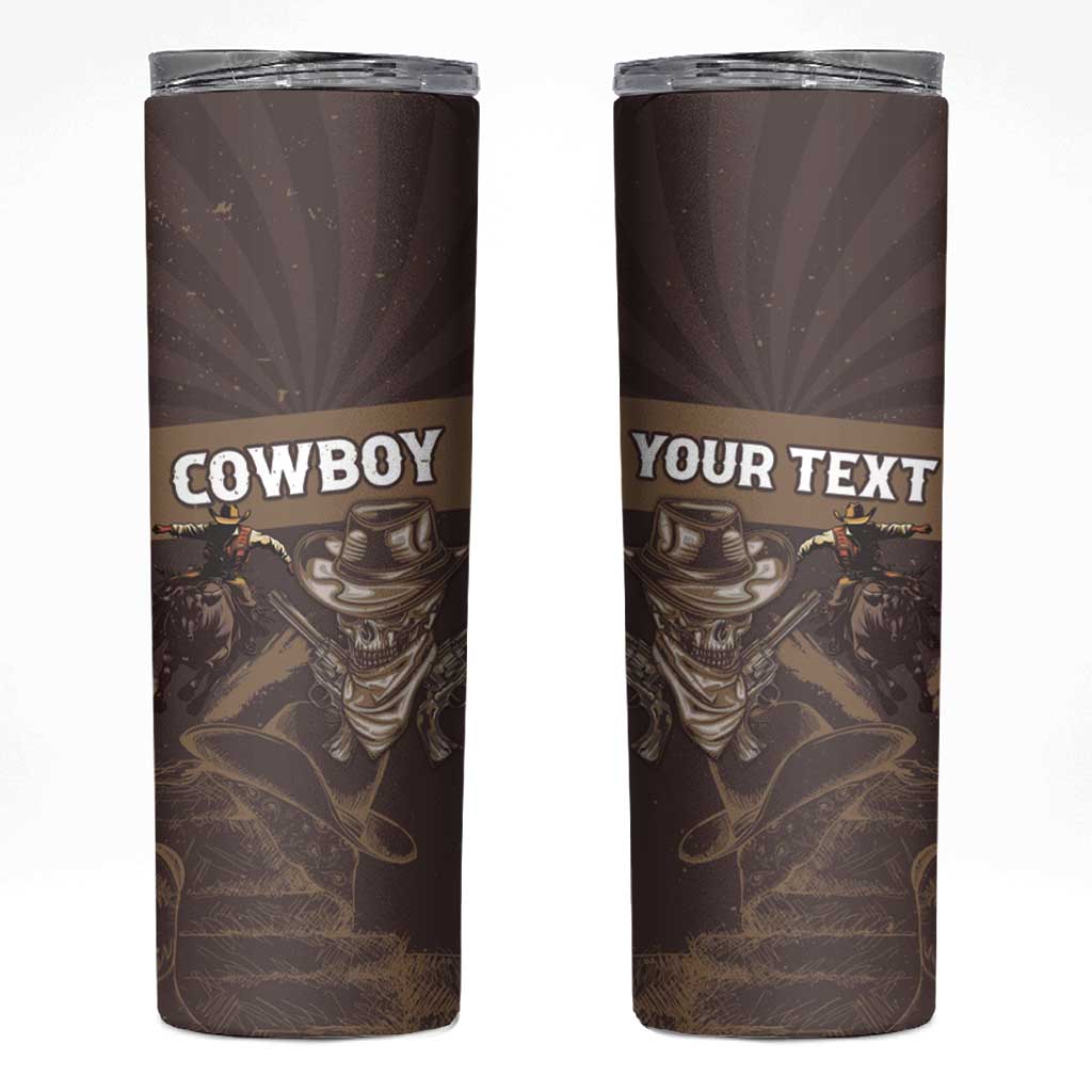 Personalised Skull Cowboy Skinny Tumbler Vintage Style