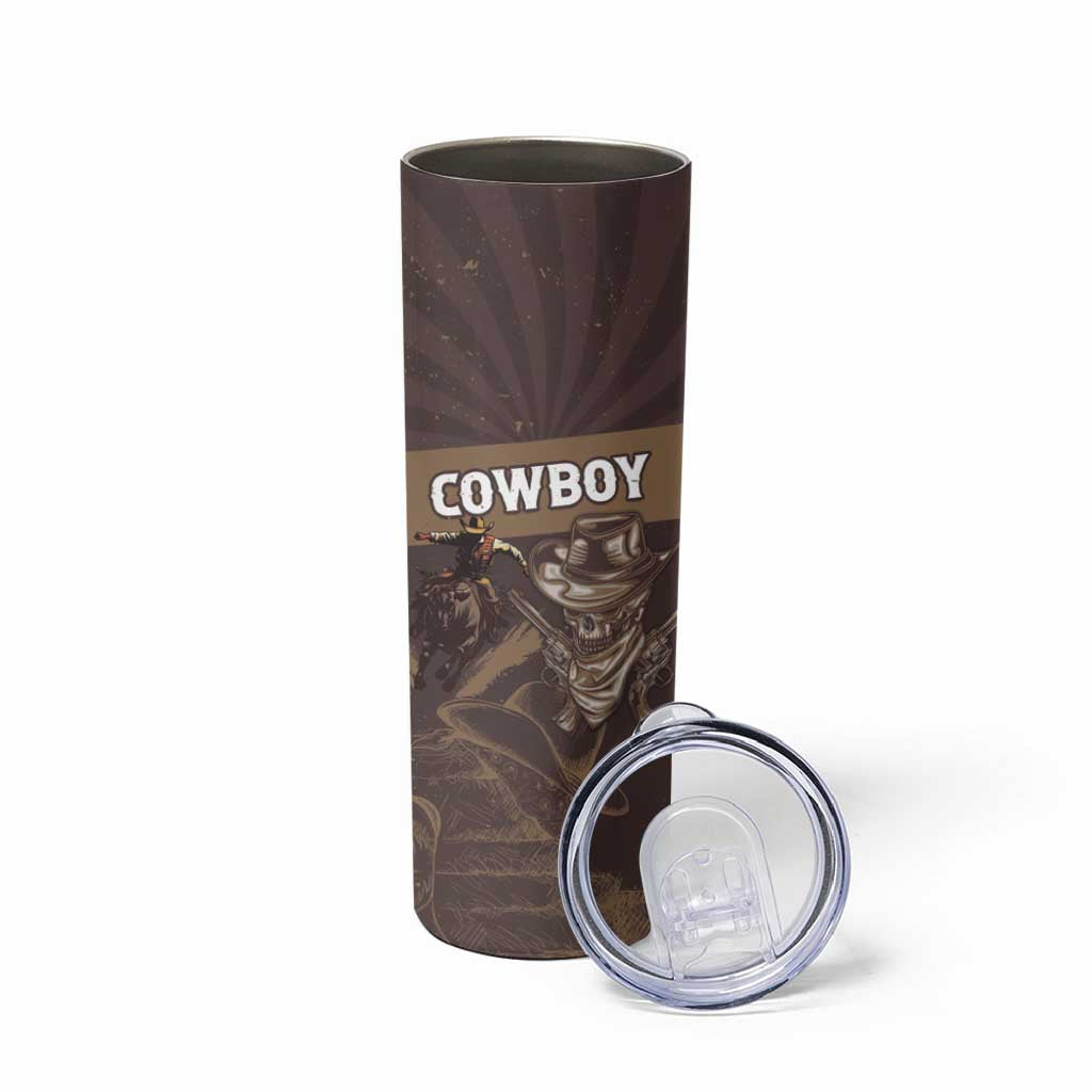 Personalised Skull Cowboy Skinny Tumbler Vintage Style