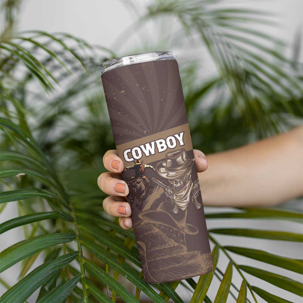 Personalised Skull Cowboy Skinny Tumbler Vintage Style