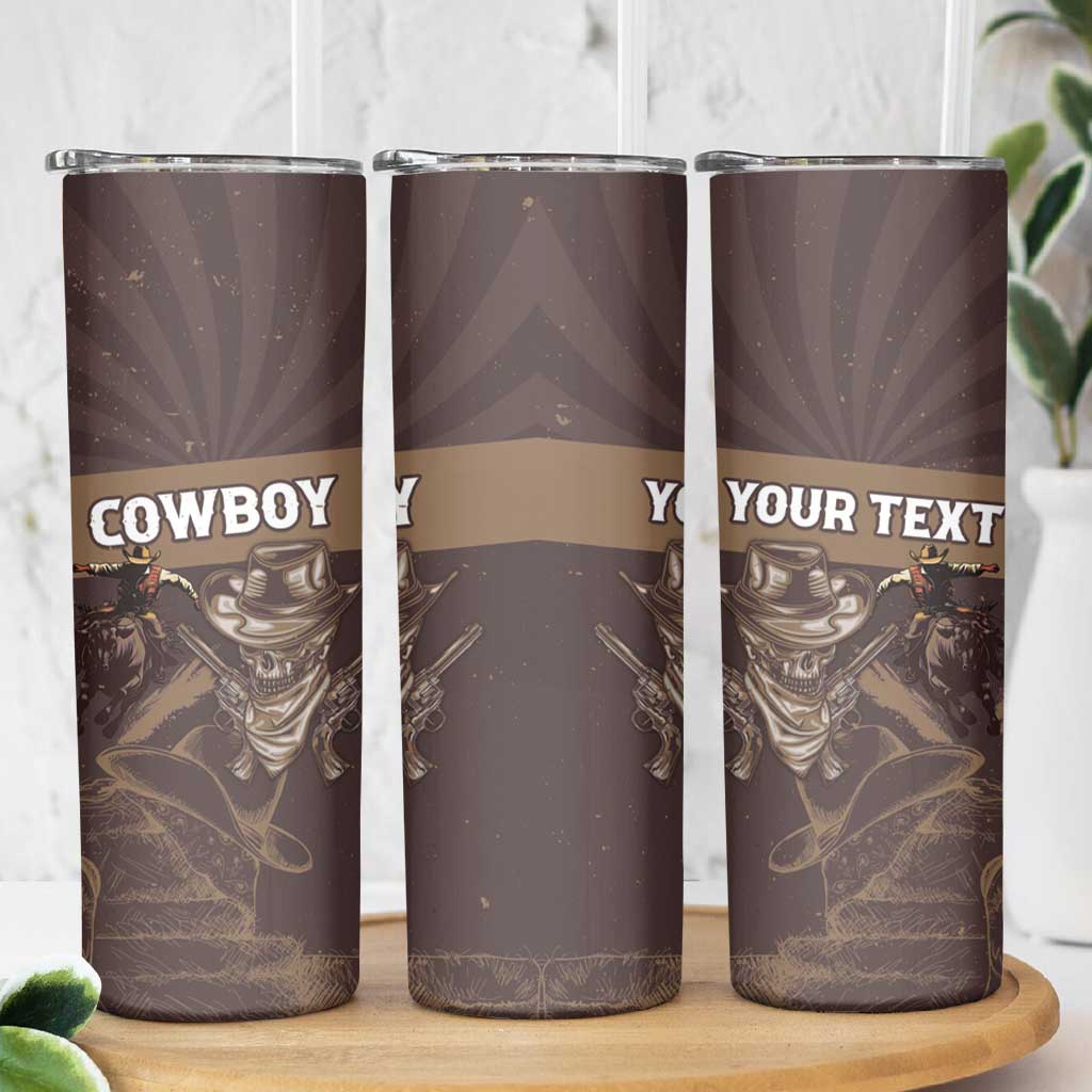 Personalised Skull Cowboy Skinny Tumbler Vintage Style
