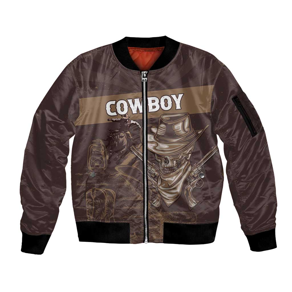 Personalised Skull Cowboy Sleeve Zip Bomber Jacket Vintage Style