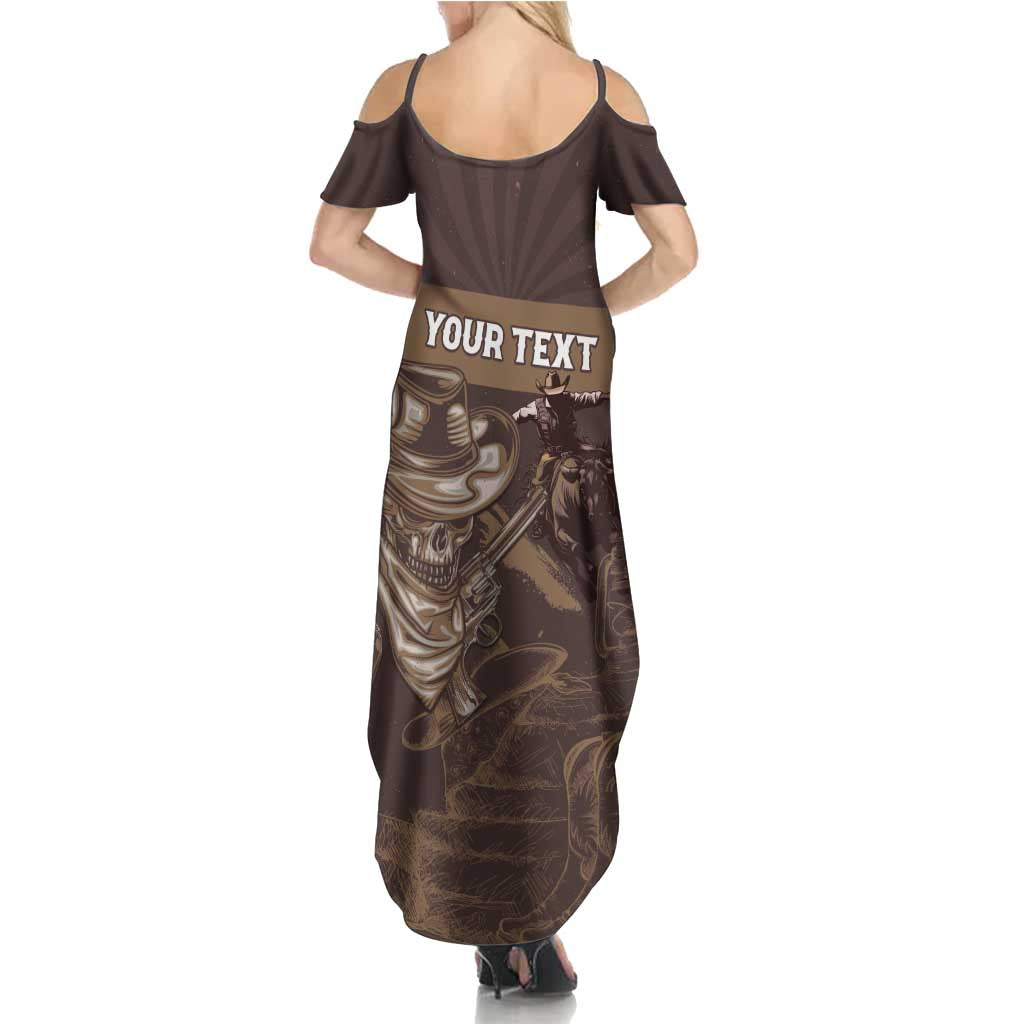 Personalised Skull Cowboy Summer Maxi Dress Vintage Style