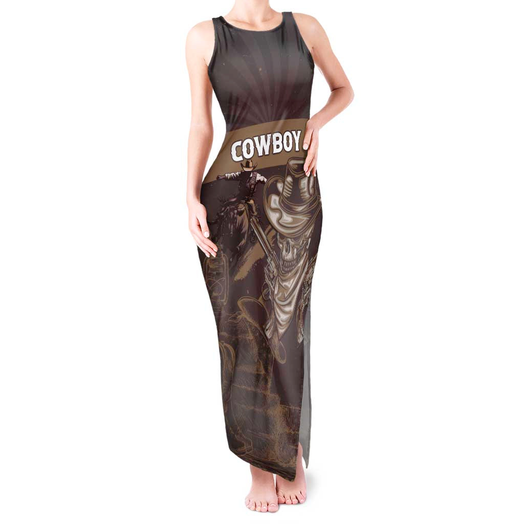 Personalised Skull Cowboy Tank Maxi Dress Vintage Style