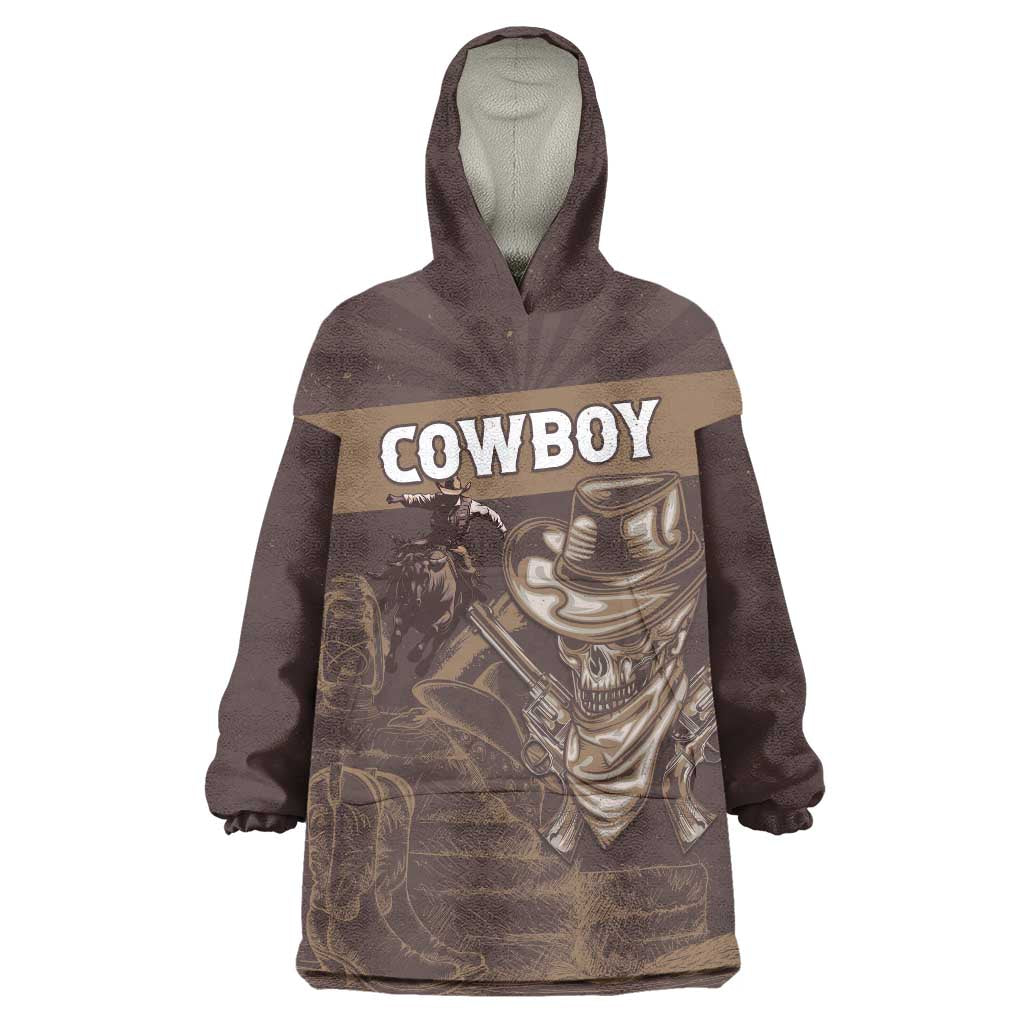 Personalised Skull Cowboy Wearable Blanket Hoodie Vintage Style