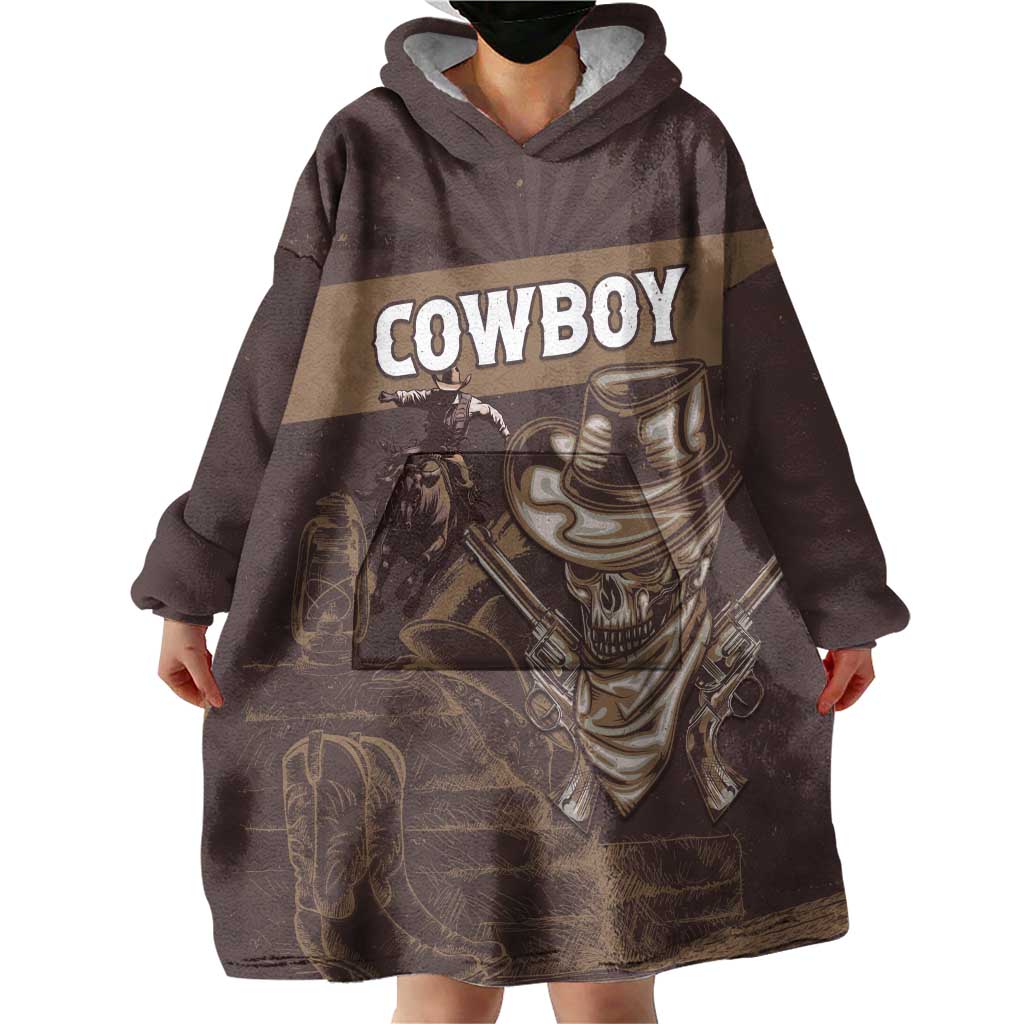 Personalised Skull Cowboy Wearable Blanket Hoodie Vintage Style