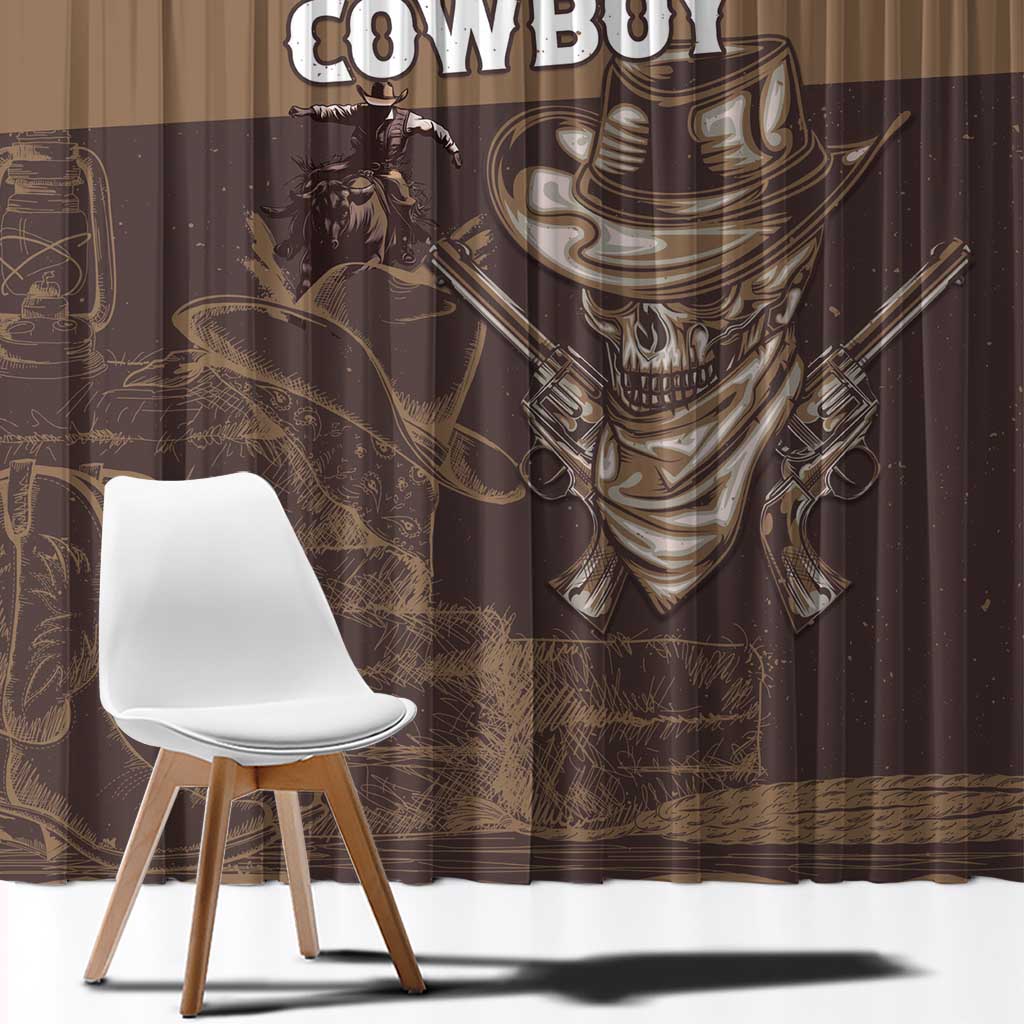 Skull Cowboy Window Curtain Vintage Style