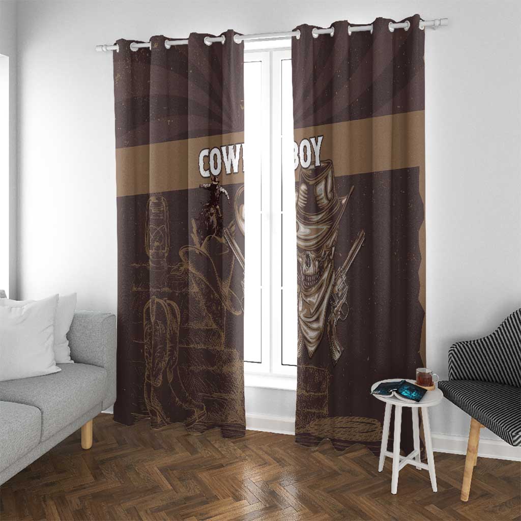 Skull Cowboy Window Curtain Vintage Style