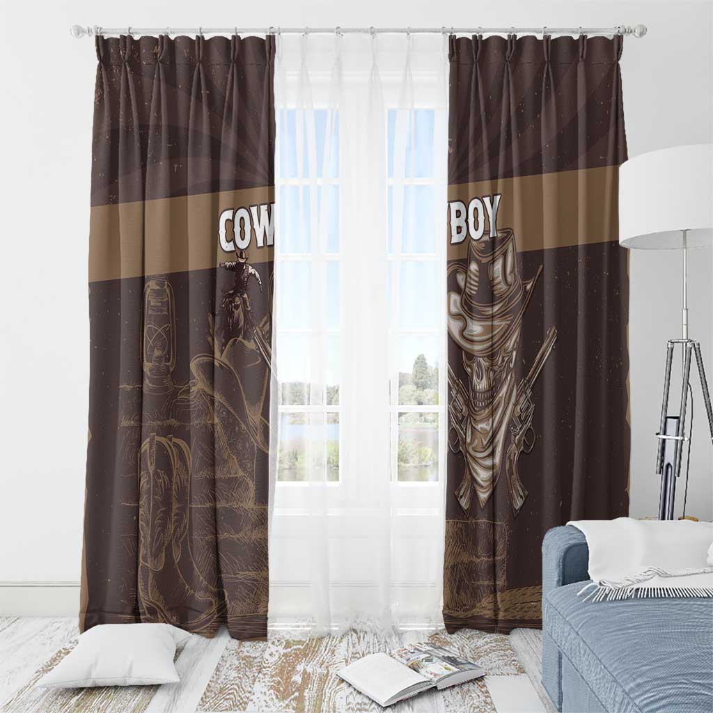 Skull Cowboy Window Curtain Vintage Style