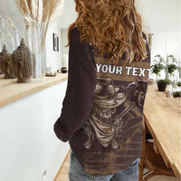 Personalised Skull Cowboy Women Casual Shirt Vintage Style