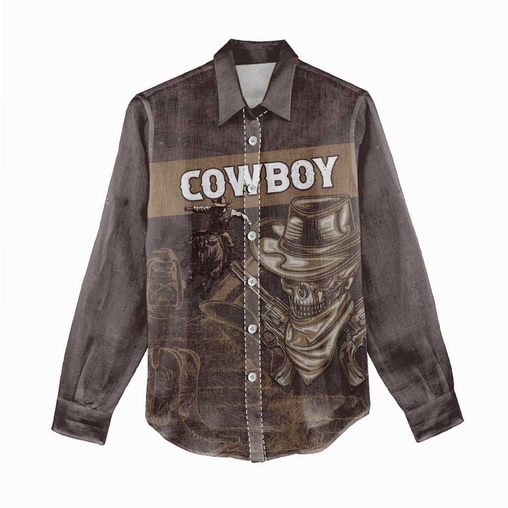 Personalised Skull Cowboy Women Casual Shirt Vintage Style