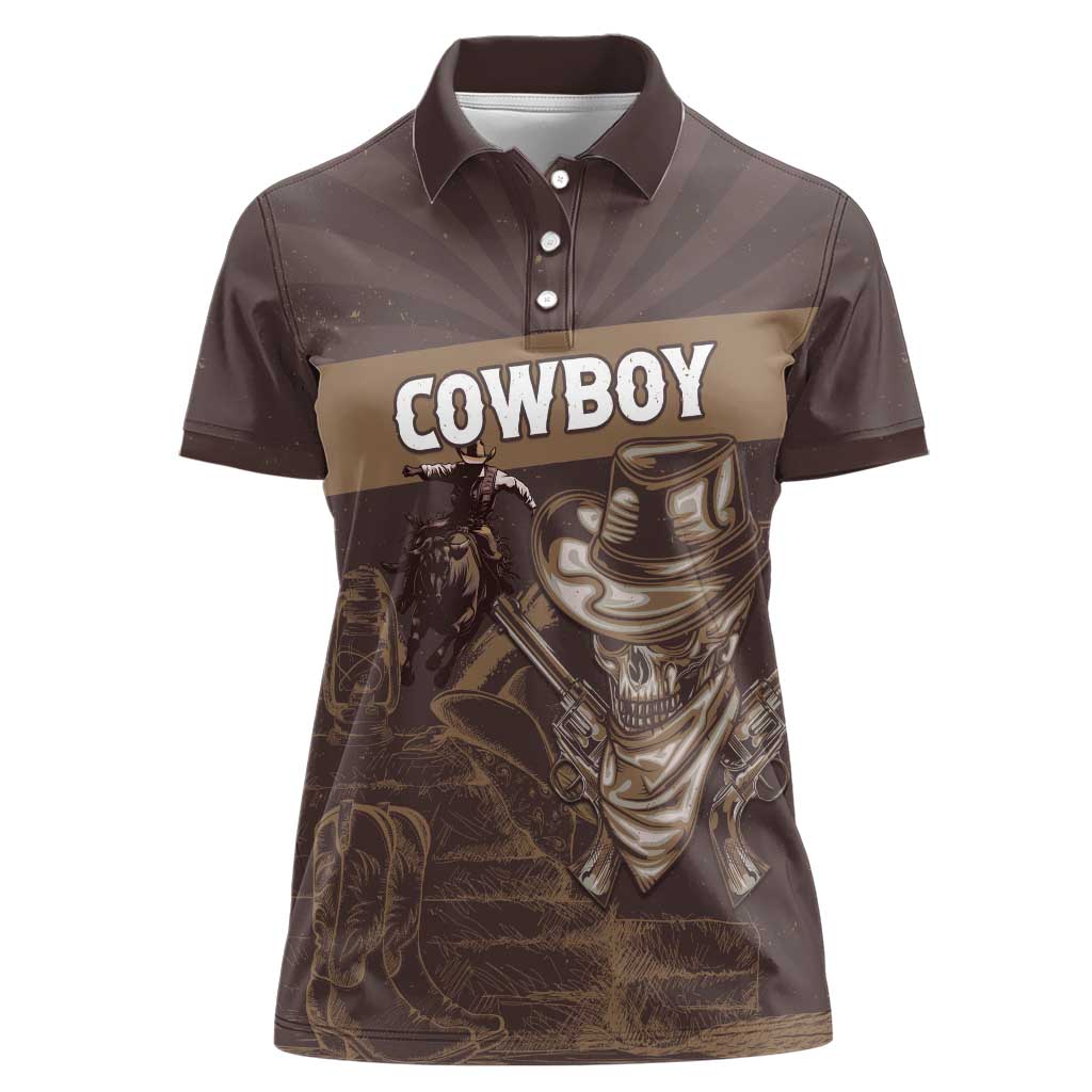 Personalised Skull Cowboy Women Polo Shirt Vintage Style