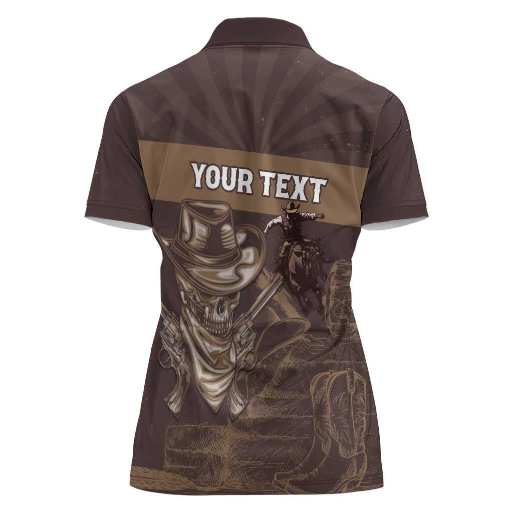 Personalised Skull Cowboy Women Polo Shirt Vintage Style