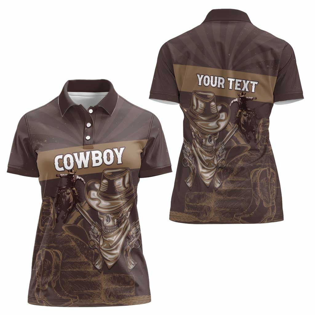Personalised Skull Cowboy Women Polo Shirt Vintage Style