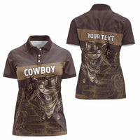 Personalised Skull Cowboy Women Polo Shirt Vintage Style