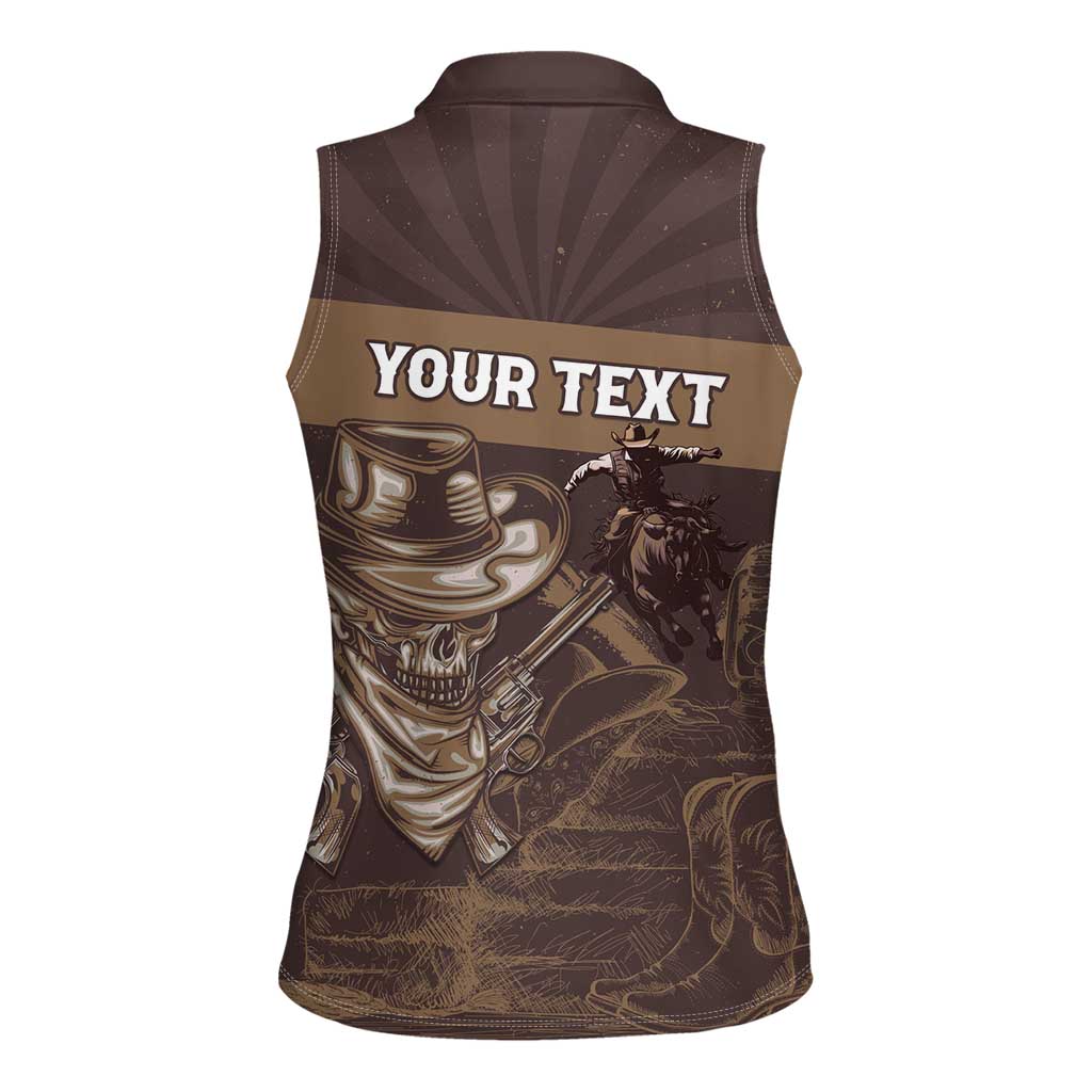 Personalised Skull Cowboy Women Sleeveless Polo Shirt Vintage Style
