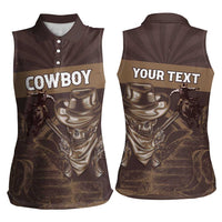 Personalised Skull Cowboy Women Sleeveless Polo Shirt Vintage Style